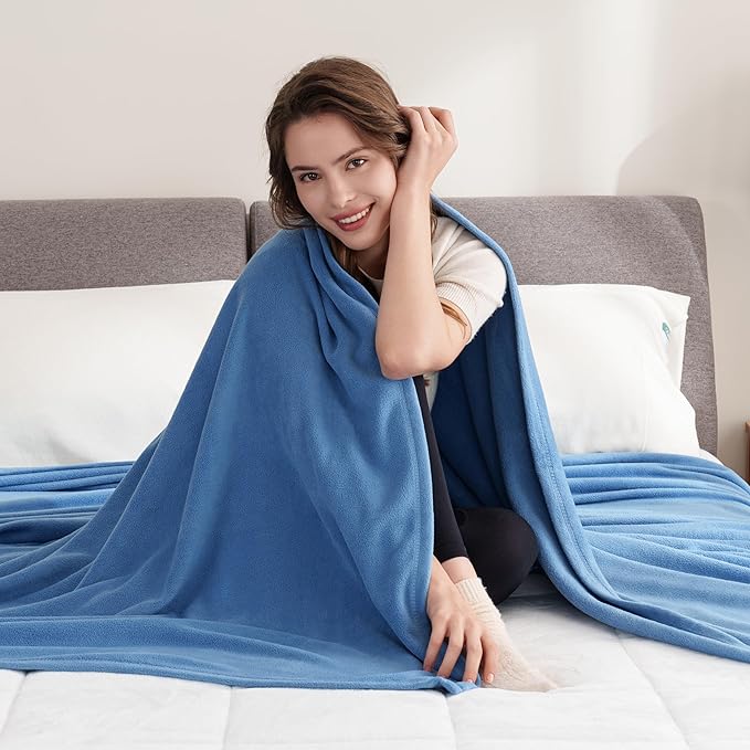 Berkshire Blanket Microfleece Throw Size Bed Throw Blanket Royal Blue, Lightweight Soft Breathable Plush Micro Fleece Throw Blanket for Travel, Bed and Couch, 50x60 Inches