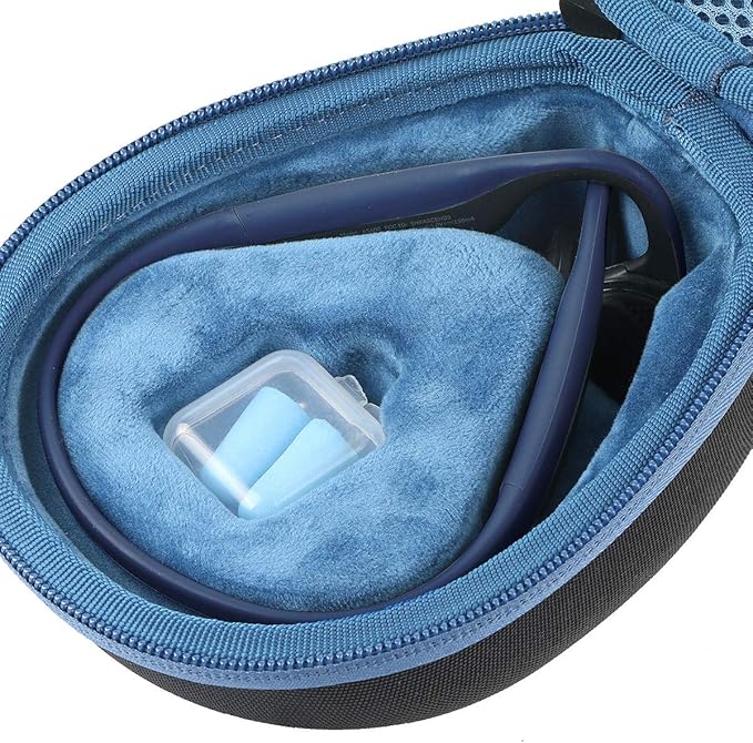 co2CREA Hard Case for SHOKZ New OpenRun Pro 2/1, OpenRun, OpenMove, OpenSwim Pro, OpenSwim, Compatible with All SHOKZ Open-Ear Bone Conduction Sport Headphones, Black Case + Inside Midnight Blue