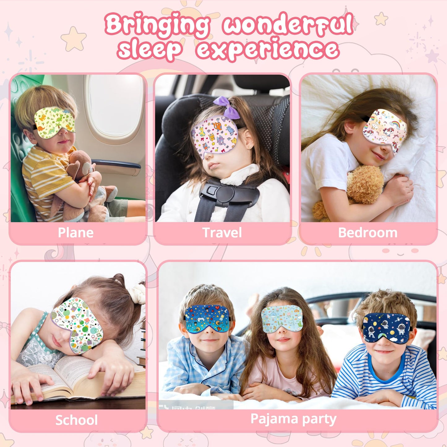 Kids Sleep Mask Eye Cover: 100% Real Natural Pure Silk Eye Mask with Adjustable Strap, Funny Blindfold Kids Eye Mask for Sleeping, Soft & Lightweight Eye Shade for Boys Girls Teens (Horse Style)