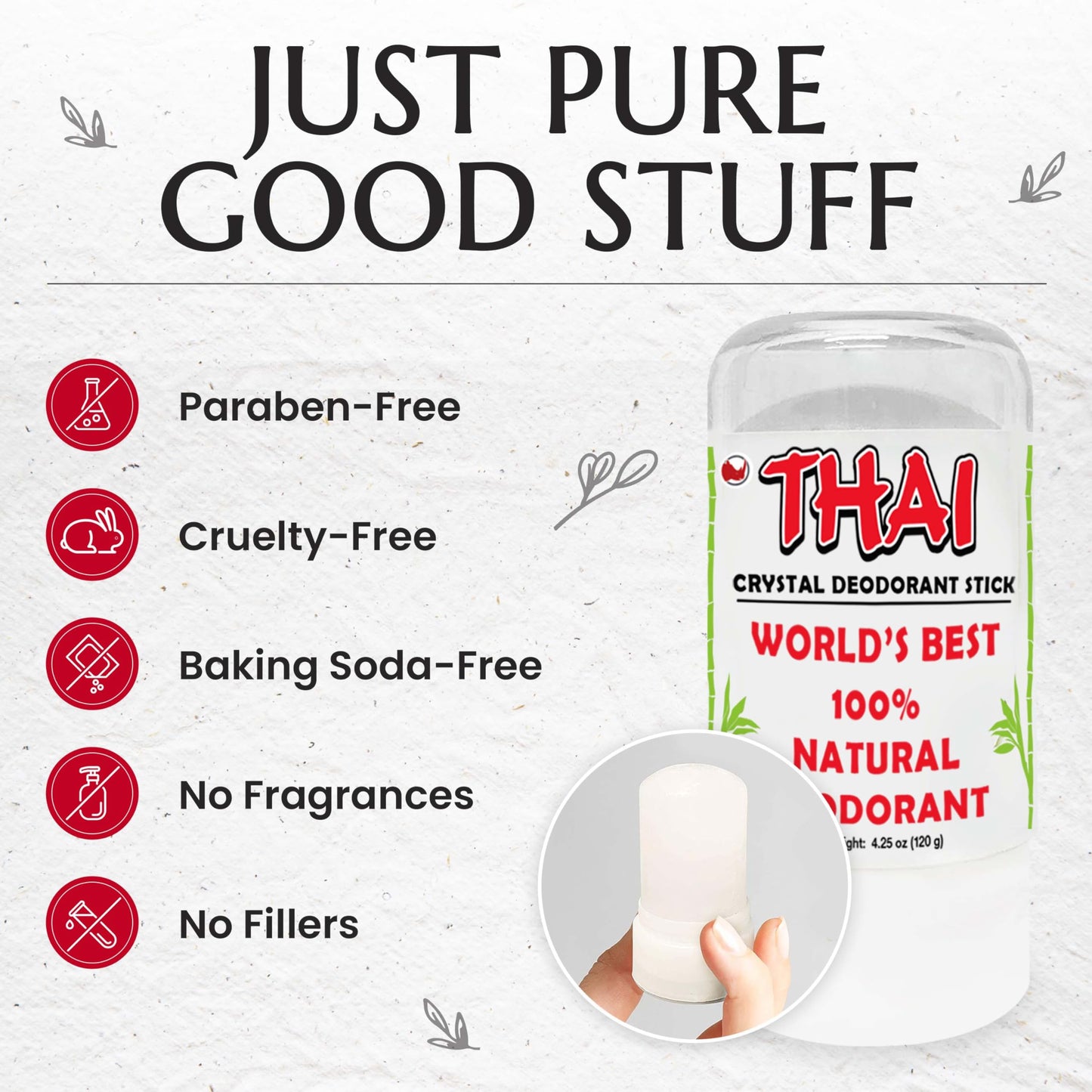 2-PACK Thai Deodorant Stones - Clinically Tested - Crafted in USA - Dermatologist Approved Natural Crystal Salt Odor Protection for Men, Women & Teens
