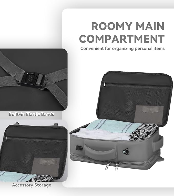 Carry On Backpack, 50L Extra Travel Laptop Backpack for Men Women, Big Bag Business Travel Essentials Gifts for men, 17 Inch Laptop Backpack Computer Bag Gifts for Him Men, Grey