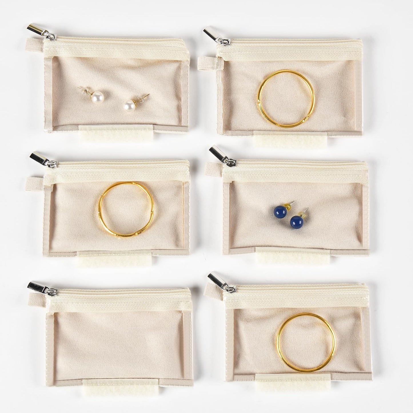 Portable Jewelry Case, Small Travel Jewelry Storage Bag with 6 Velvet Zipper Pockets, Jewerly Organizer Case for Earrings, Rings, Bracelets – Birthday or Graduation Gift for Women Girls