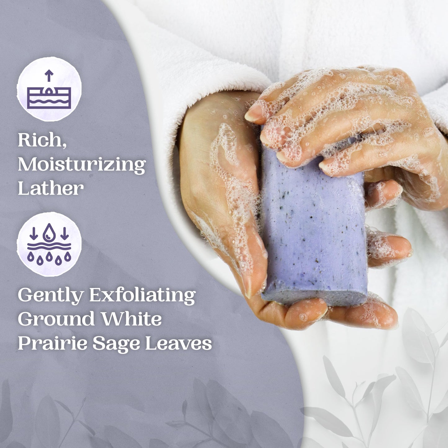 Amish Farms Sage Soap Bar, Original Recipe with Bentonite Clay, Lavender Scent – Handmade in USA, Face & Body Soap Scrub, No Parabens, No SLS, Gentle for Sensitive Skin (4 Bars)