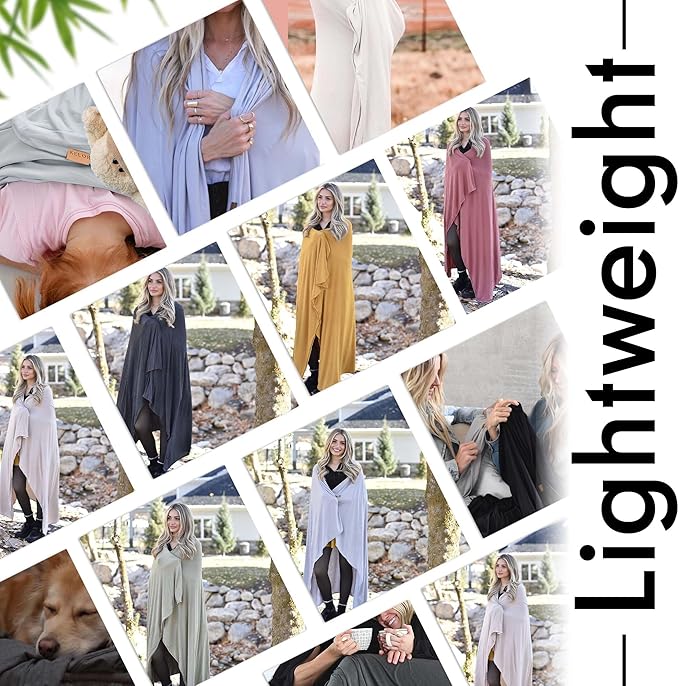 K E L O R Luxury Cooling Travel Blanket - Stretchy, Lightweight Soft & Breathable Shawl Wraps for Women
