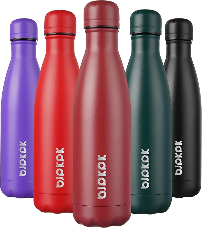 BJPKPK 17oz Insulated Stainless Steel Water Bottles,Sports Water Bottles Keep Cold for 24 Hours and Hot for 12 Hours,BPA Free for Travel,Brick Red