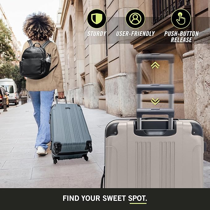 Kenneth Cole REACTION Bounds Lightweight Hardshell 4-Wheel Spinner Luggage, Mushroom, 20-Inch Carry On