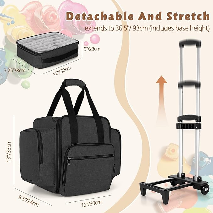 BAFASO Rolling Nail Polish Organizer Holds 144 Bottles, Nail Polish Case with a Detachable Dolly and 3 Removable Cases (Patented Design), Black