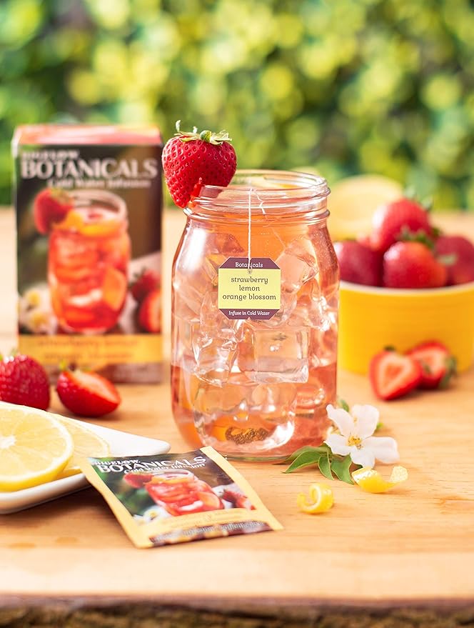 Bigelow Botanicals Cold Water Infusion Strawberry Lemon Orange Blossom Tea Bags 18 Count Box (Pack of 3), Herbal Infusion, Caffeine Free, 54 Tea Bags Total