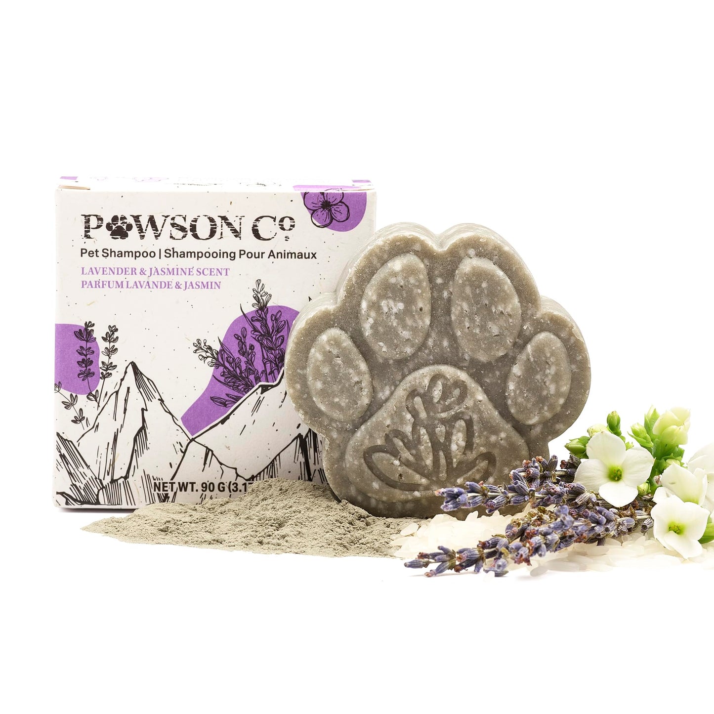 Pawson Dog Shampoo Bar - Natural Pet Shampoo with Rice Water and Aloe for Animals, Puppy Essentials, Jasmine and Lavender Scent