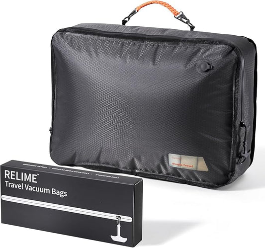 Apex Series Vacuum Bags for Travel Luggage, 180° Open, Reusable Compression Bags for Carry On Suitcases and Backpack, Vacuum Seal Packing Cube for Cloth (1Large No Pump)