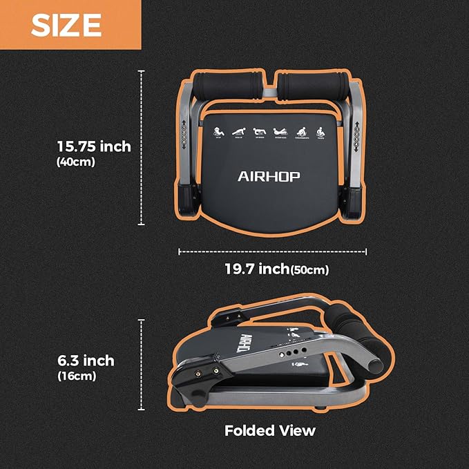 AIRHOP Ab Machine for Stomach Workout, Abs Workout Equipment for Sit Up Exercise, 4-Speed Adjustable Ab Trainer Machine with Automatic Rebound, Home Gym Abdominal Exercise Equipment for All Ages