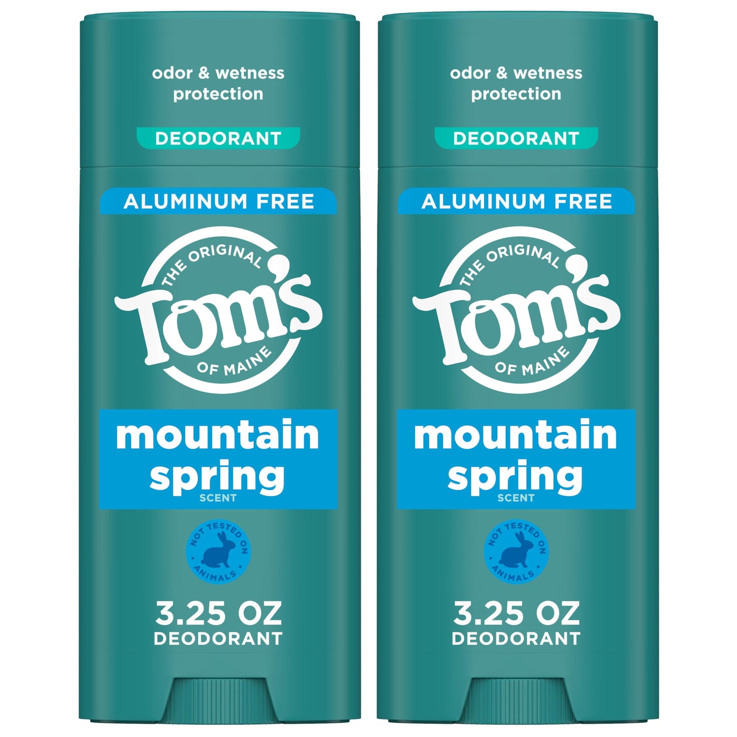 Tom’s of Maine Mountain Spring Natural Deodorant for Men and Women, Aluminum Free, 3.25 oz, 2-Pack