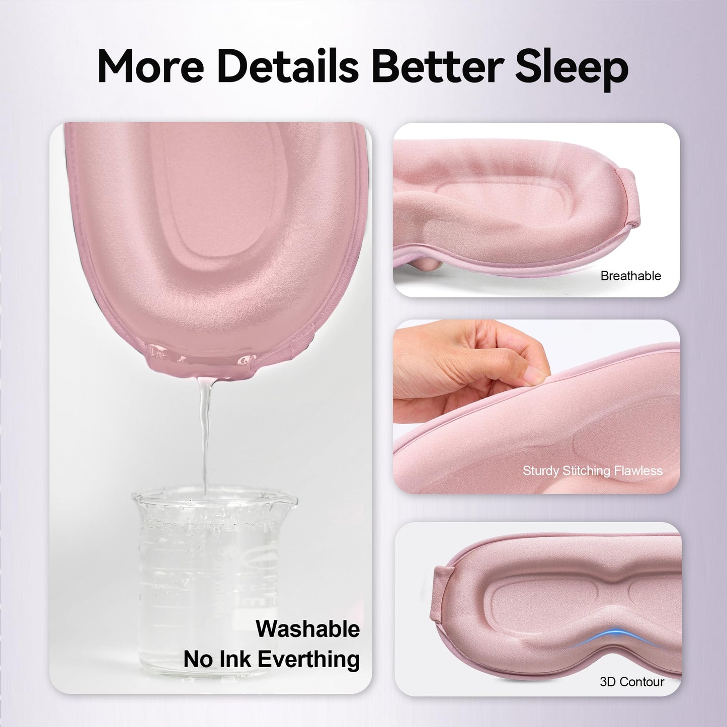 Weighted Eye Masks for Sleep Women: 3D Contoured Blackout Sleep Mask with Zero Pressure, Eyelash Friendly & Comfortable Blindfold for Airplane Travel, Night Shift Nures, Yoga & Thoughtful Gift, Pink