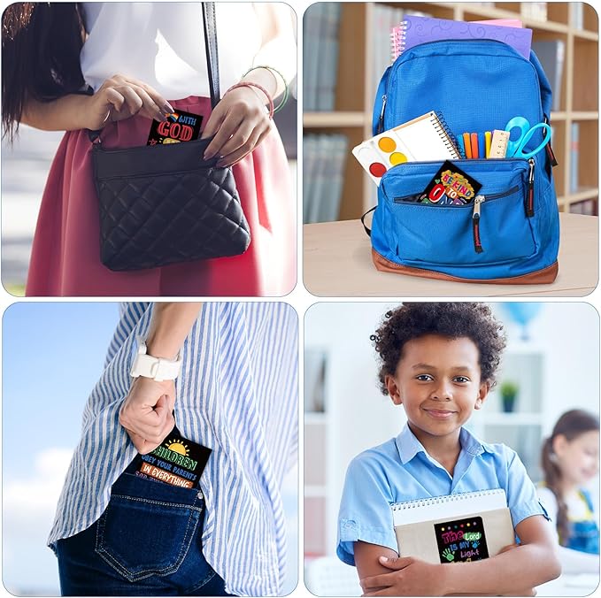 24Pcs Bible Verse Notepads,Mini Religious Pocket Notebooks Motivational Christian Small Inspirational Notepads Journals Gift Bulk Prizes for Kids Teacher School Home Travel Supplies (Bible Black)