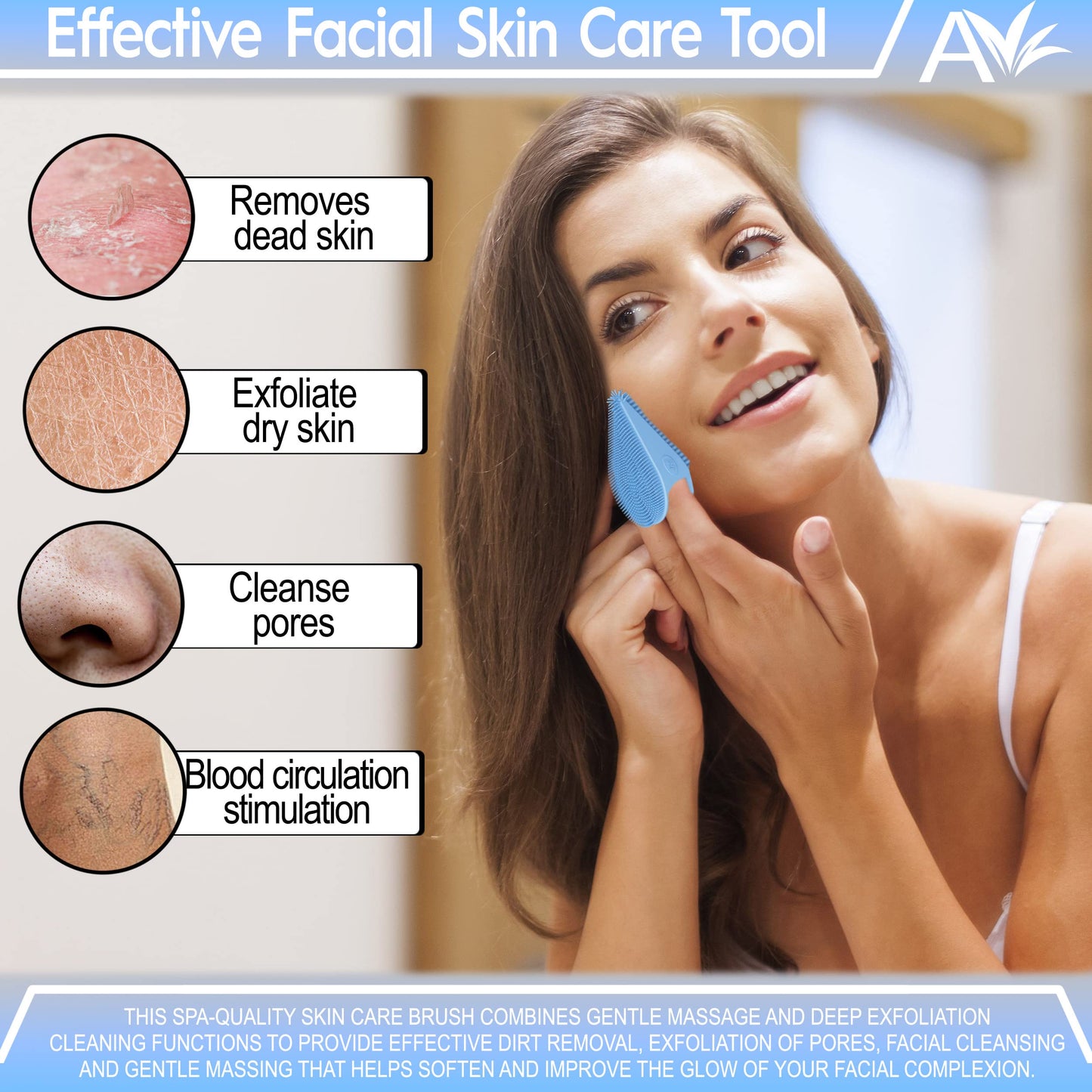 Avilana Silicone Face Scrubber- Dual Sided Manual Facial Cleansing Brush -Face Scrubber and Exfoliator- Deep Cleansing for All Skin Type (Lavender)