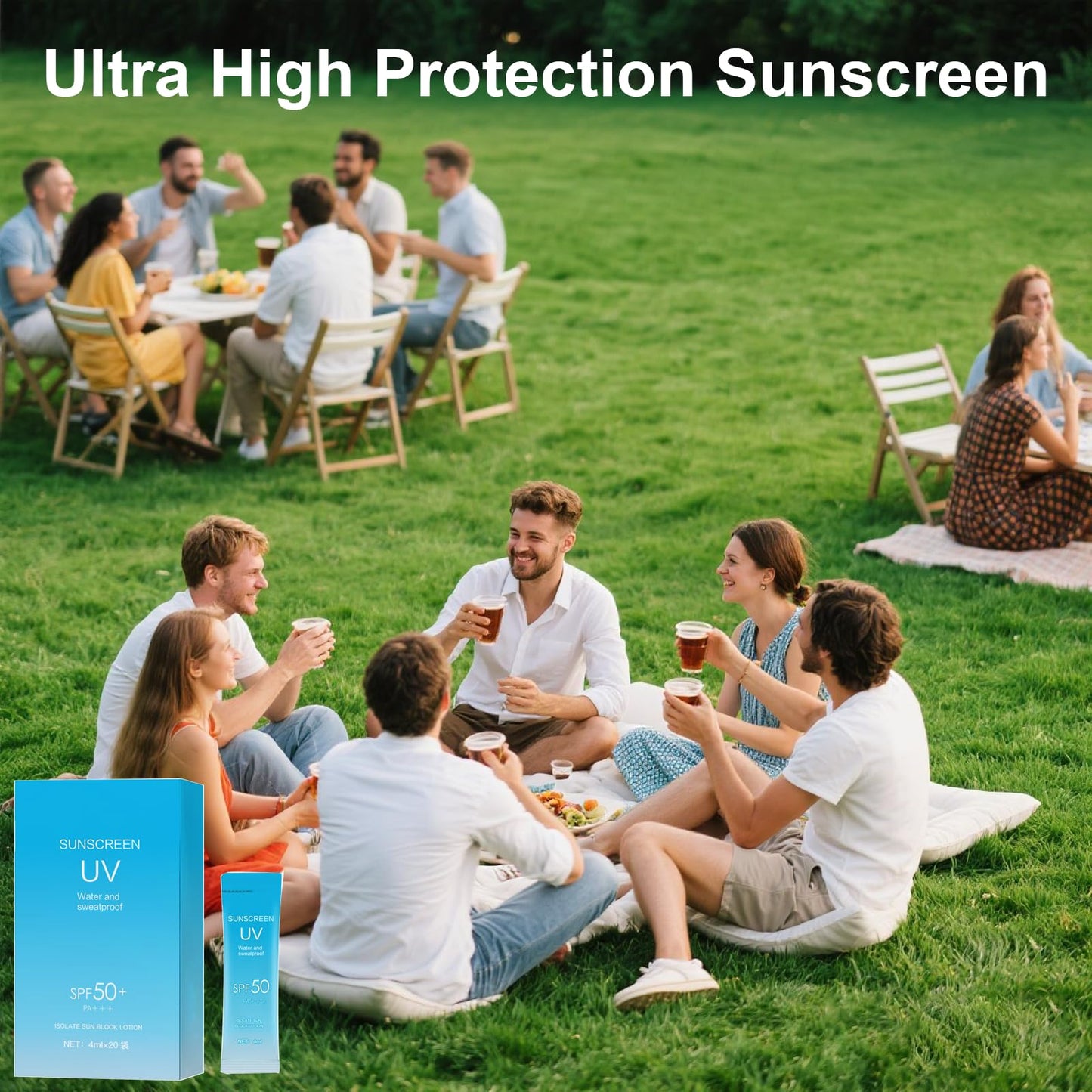 20PCS Mini Sunscreen with Hyaluronic Acid, SPF50+ PA+++ Travel Size Sunscreen Bulk (4ml Each), Lightweight & Non-Greasy & Hydrating, Waterproof Face & Body Sunscreen for Outdoor, Vacation, Daily Use