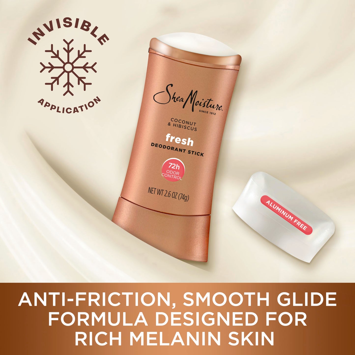 SheaMoisture Deodorant Stick 72h Odor Control Coconut & Hibiscus Fresh Aluminum Free 2.6 oz