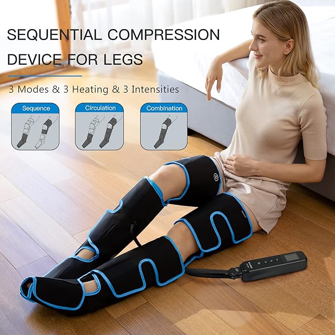 CINCOM Leg Massager with Heat and Compression, Air Compression Leg Massager for Circulation and Pain Relief Muscles Relaxation Gifts FSA - HSA