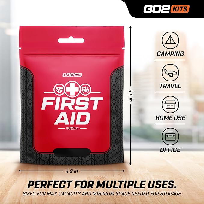 54-Piece First Aid Kit, Basic Plus Emergency First Aid Kit for Home, Work & Travel, Red, 10-Pack (RX350MAX)