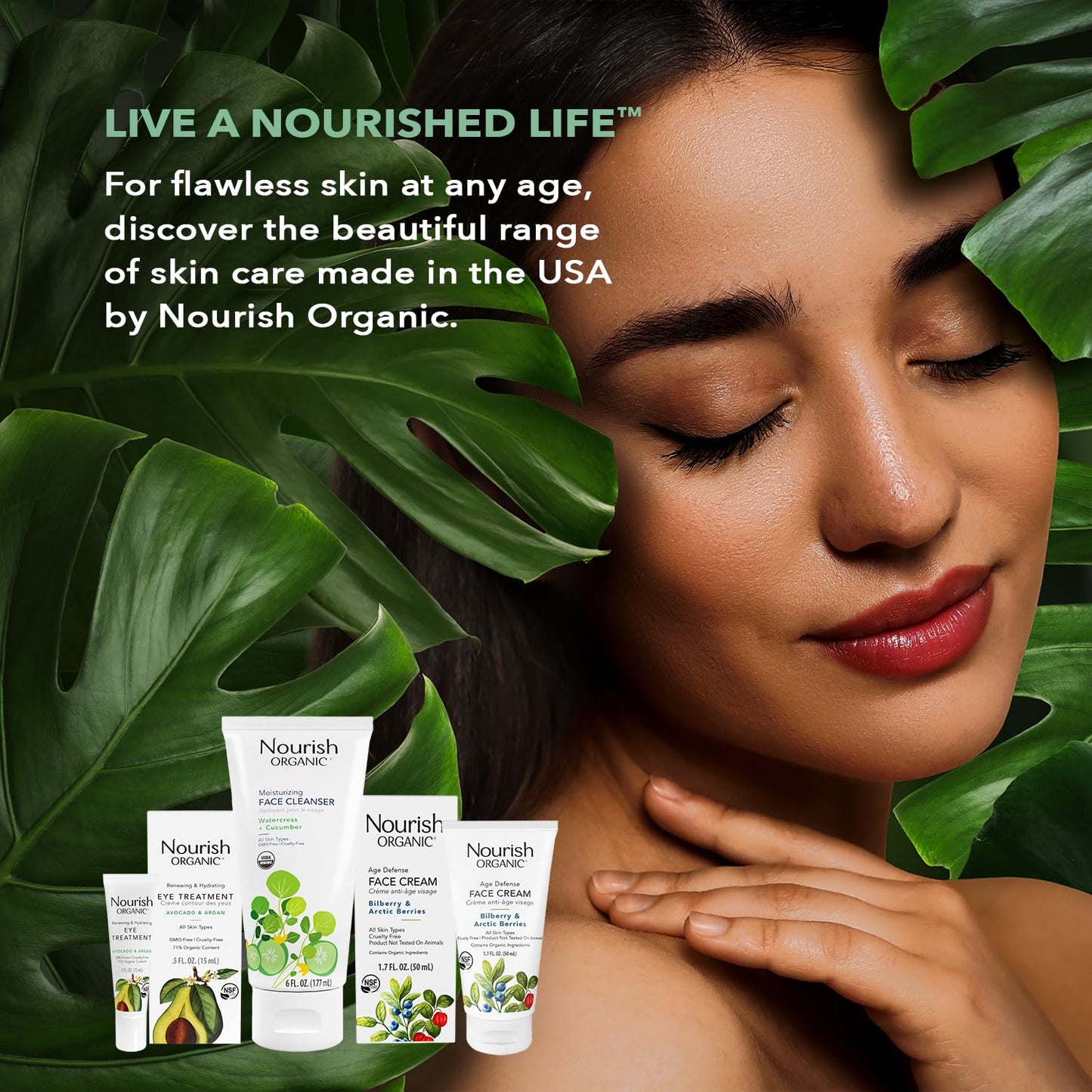 Nourish Organic Eye Treatment, Avocado & Argan – Renewing & Hydrating Under Eye Brightener with Vitamin C + Washable Cotton Round