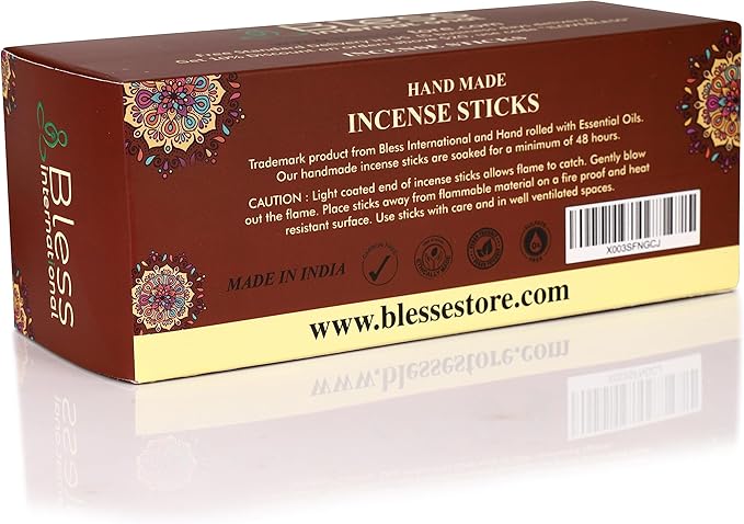 Bless-Cinnamon 100%-Natural-Handmade-Hand-Dipped-Incense-Sticks Organic-Chemicals-Charcoal-Free Purification-Relaxation-Positivity-Yoga-Meditation Best-Woods-Scent (500 Sticks(26 OZ))