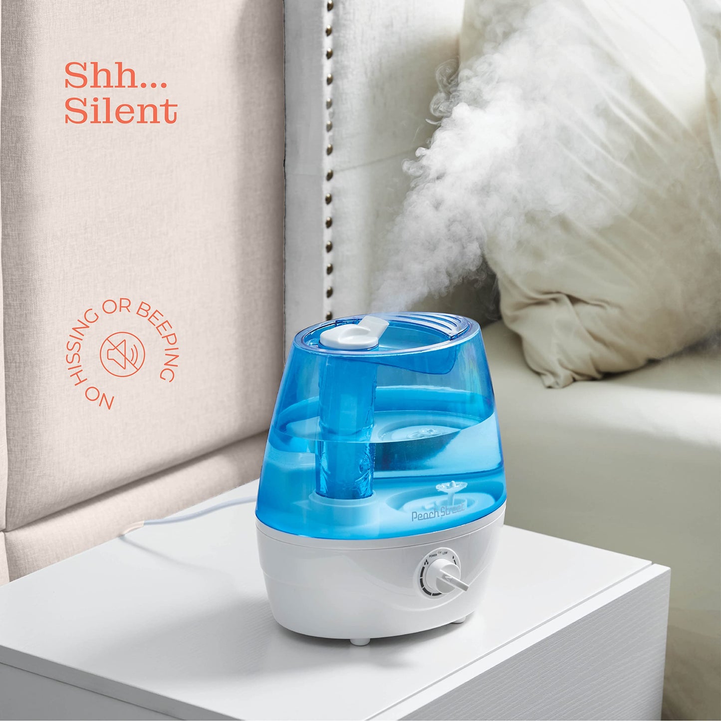 Cool Mist Humidifiers for Bedroom - 2.2L Water Tank, Baby, Office, Quiet Ultrasonic Air Vaporizer, Adjustable Mist Level, 360 Nozzle Rotation, Auto-Shut Off, Large Area Humidifier Easy Fill and Clean