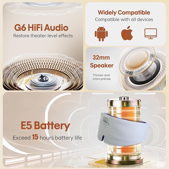 MUSICOZY Ice Silk Sleep Headphones with Bluetooth Mask, Eye Mask for Sleeping in Total Darkness, 5.4 Bluetooth Sleep Mask Sleep Headphones, Soft, Gifts for Men Women (Blue)