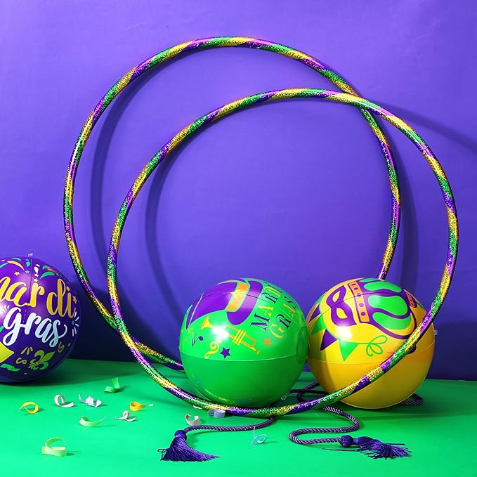 12 Pack 24 inch Exercise Hoop Plastic Glitter Hoop Obstacle Course Ring Toy for Adult Party Gymnastic Playing for Parade Decoration Games Performance Outdoor Sports