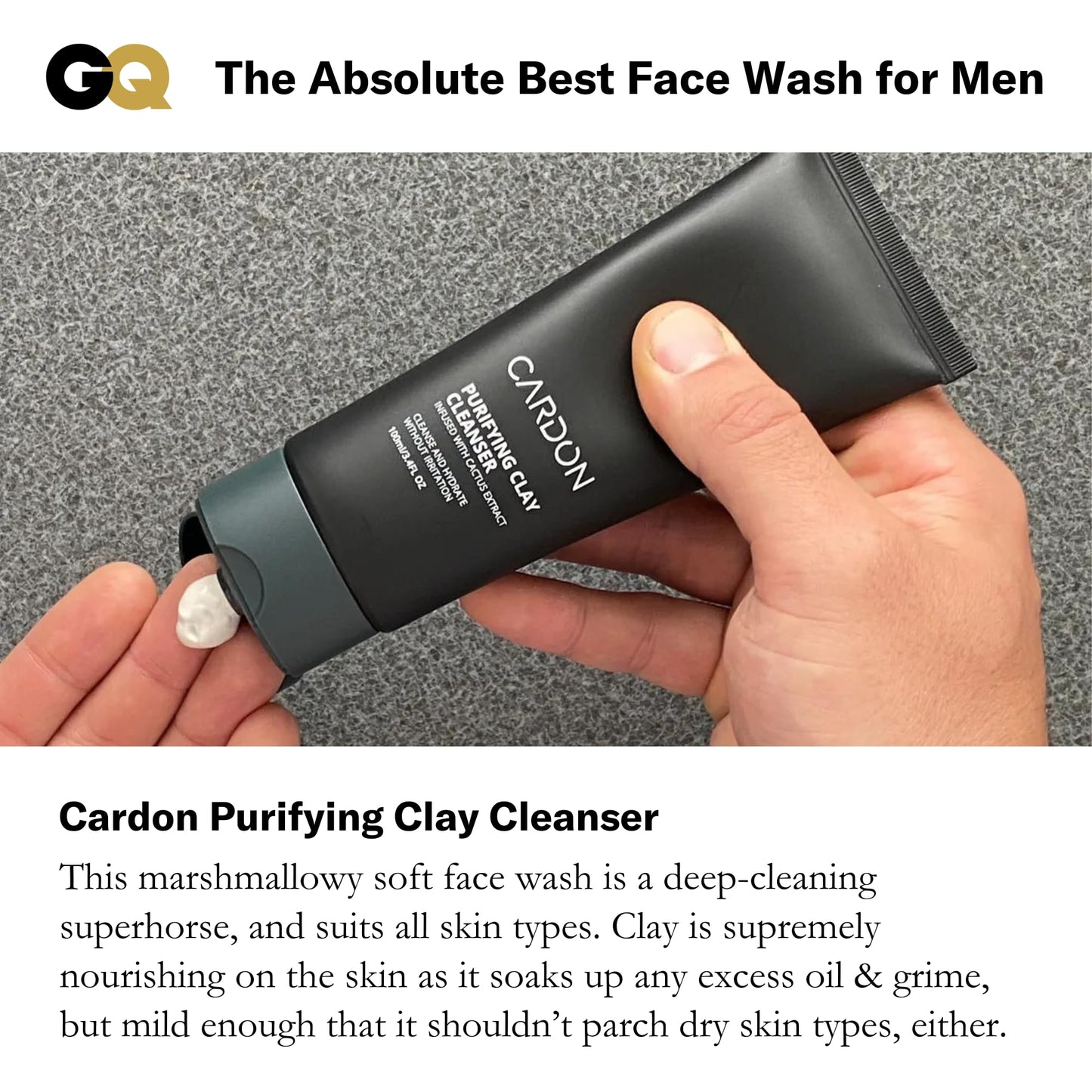 Cardon Men's Deep Pore Cleaning Clay Face Wash, 4x Better Than Charcoal, Oily, Acne-Prone Skin | Korean Premium Skin Care | Remove Face Oil & Dirt, (1 CT)