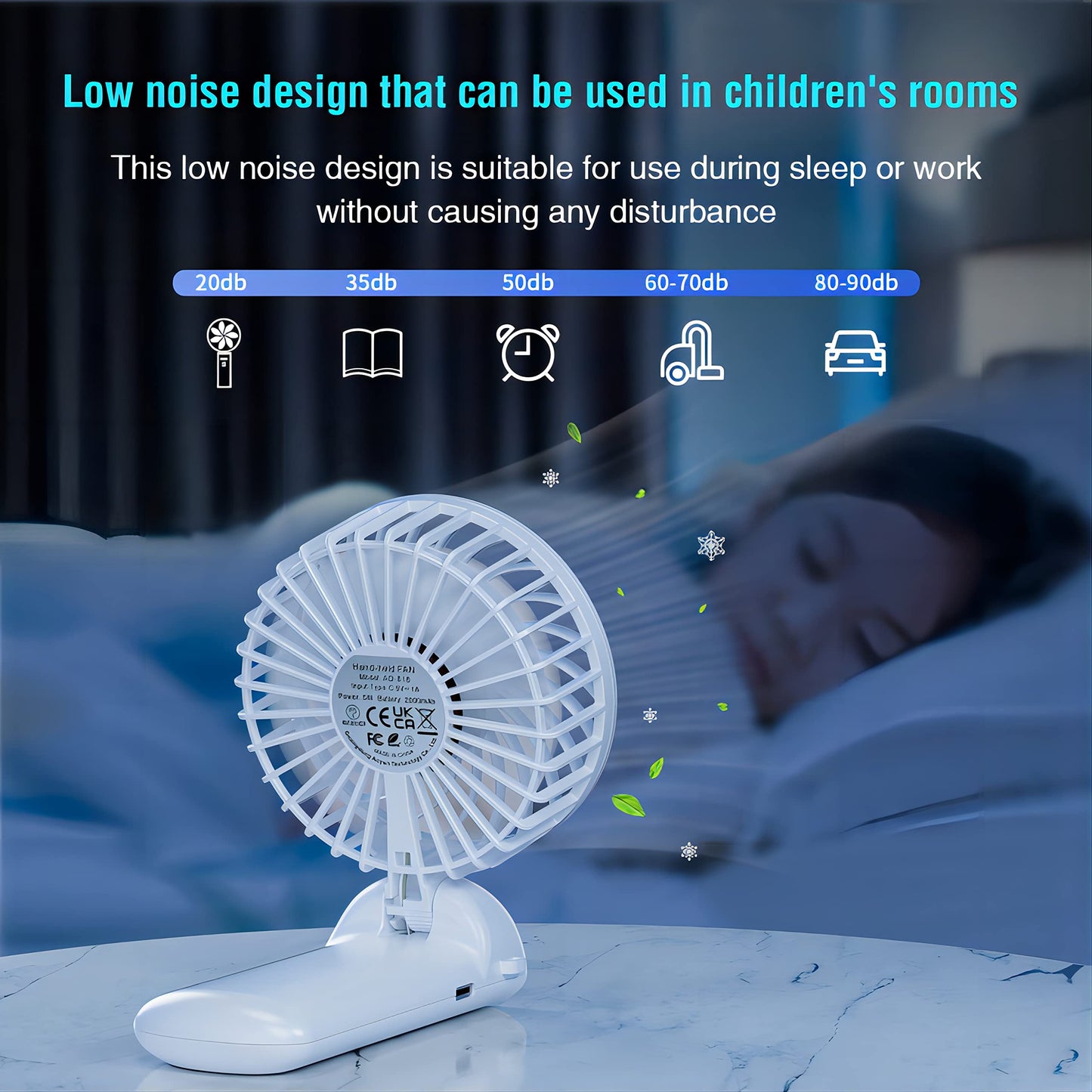 Psecici Handheld Fan, Mini Portable Personal Fan with lanyard, 4 Speeds Level 180° Foldable Design for Desk/Travel/Office/Outdoor