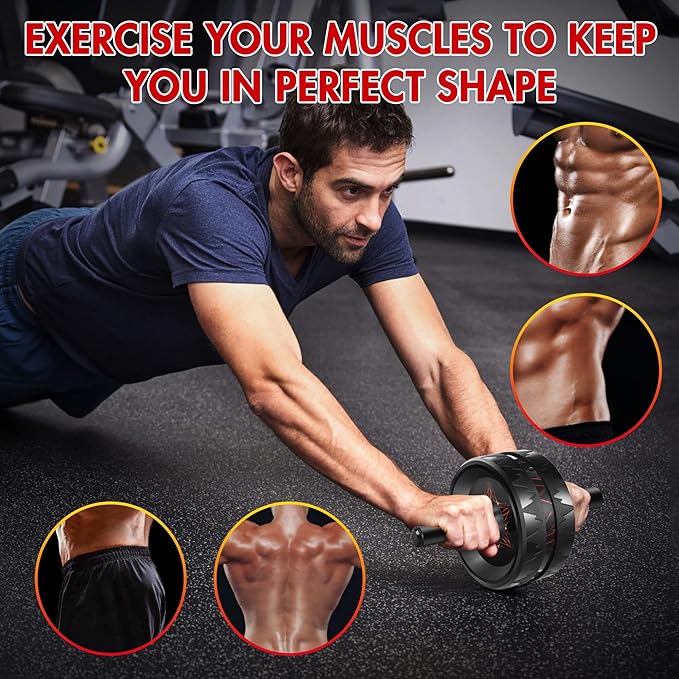 AB Roller Wheel - Ab Roller for Abdominal Workout and Core Strength Training, Portable Ab Wheel Roller Exercise for Men Women Fitness Lover, No Noise Ab Wheels with Thick Knee Pad for Home Gym &Travel