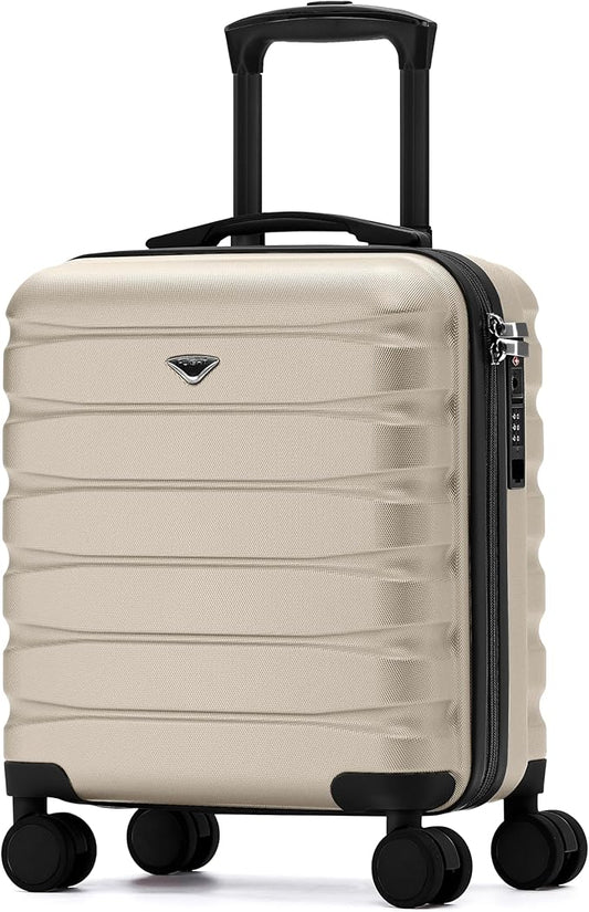 Carry On Suitcase Hardside Built In TSA Lock & USB Port Silent Double Spinner Wheels Maximum Underseat Carry-On Bag For American & United Approved Airlines( 18x14x8" ,Champagne )