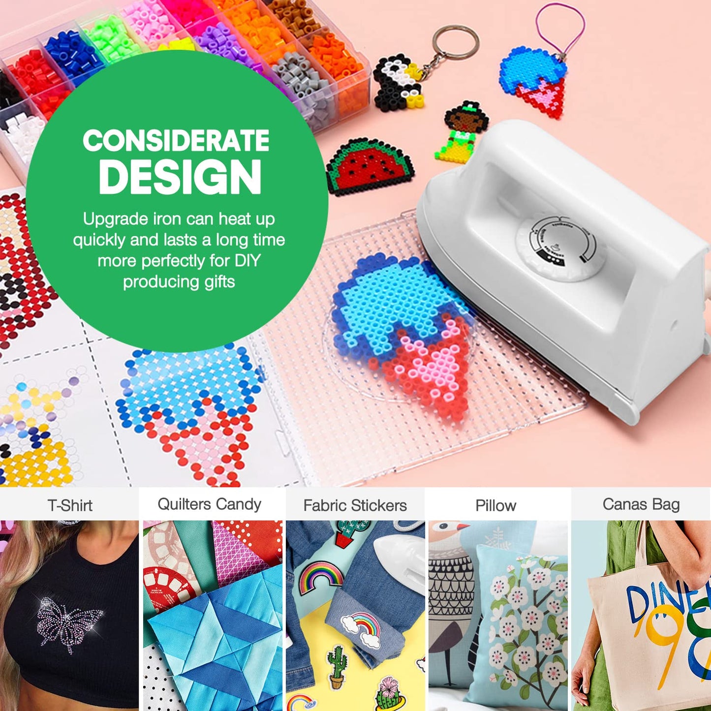 Mini Iron for Crafts Quilting, Travel Iron Household Iron Easy Iron Supplies Mini Electric Iron, Mini Heat Press Machine Sewing Sachine (White)