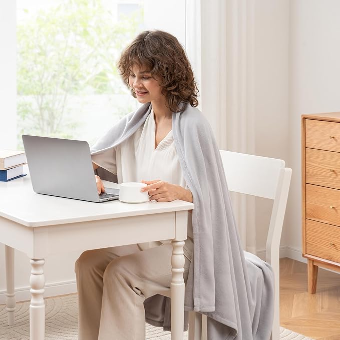 Berkshire Blanket Microfleece Throw Size Bed Throw Blanket Chateau Gray, Lightweight Soft Breathable Plush Micro Fleece Throw Blanket for Travel, Bed and Couch, 50x60 Inches