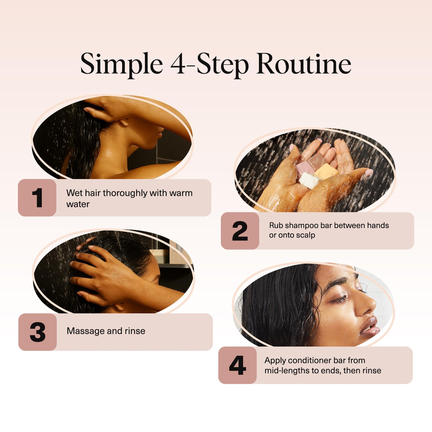 Kitsch Shampoo and Conditioner Set - 4pc Sampler Bars with Rice Water Shampoo and Conditioner, Castor Oil Shampoo & Coconut Oil Conditioner - Bottle-Free Beauty for Hair Growth, Repair & Moisture