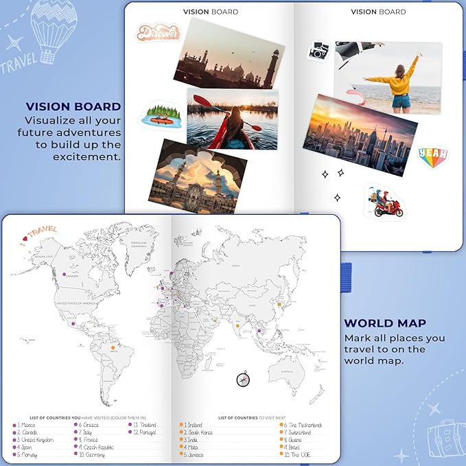 Clever Fox Bucket List Journal – Inspirational Book for Memories & Adventures – Motivational Bucket List Notebook for Couples, A5 (Mystic Blue)