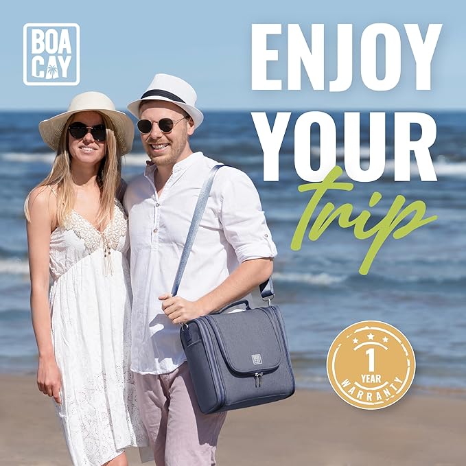 BOACAY Extra Large Hanging Travel Toiletry Bag for Women and Men, Makeup Bag, Bathroom & Shower Organizer Kit for Accessories, Cosmetics, Essentials