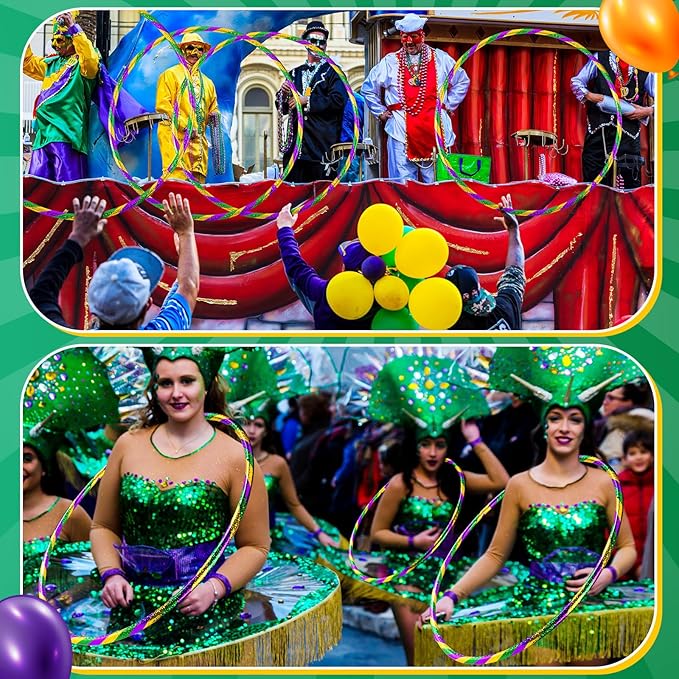 12 Pack 24 inch Exercise Hoop Plastic Glitter Hoop Obstacle Course Ring Toy for Adult Party Gymnastic Playing for Parade Decoration Games Performance Outdoor Sports