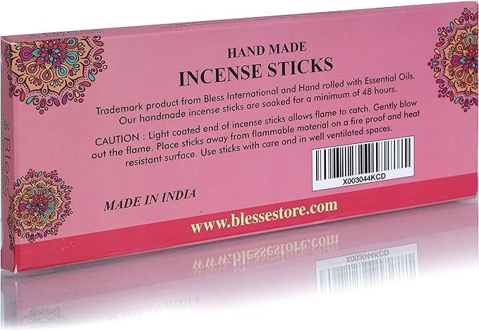 Bless-Rose 100%-Natural-Handmade-Hand-Dipped-Incense-Sticks Organic-Chemicals-Charcoal-Free Purification-Relaxation-Positivity-Yoga-Meditation Best-Woods-Scent (100 Sticks (5.25 OZ))