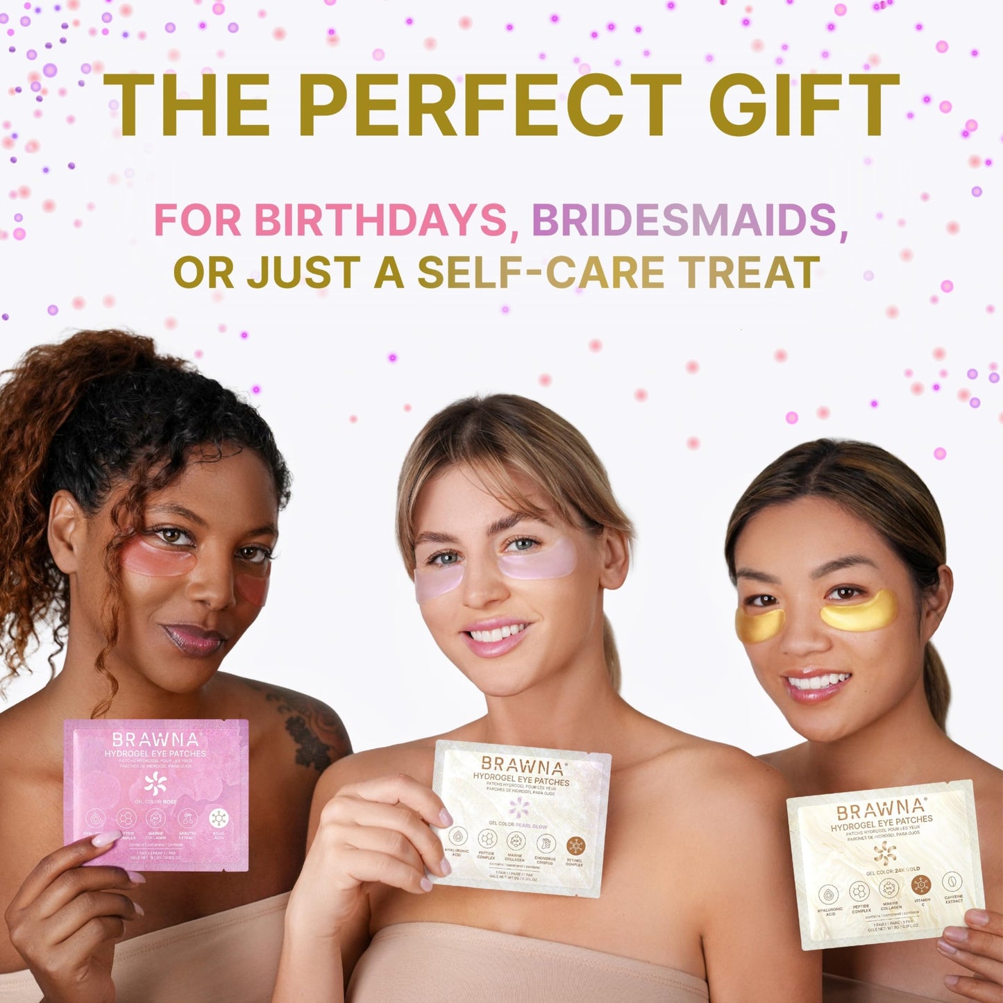 BRAWNA Under Eye Patches – Hydrogel Masks with Retinol, Hyaluronic Acid, Collagen & Caffeine – For Puffy Eyes, Dark Circles, Wrinkles & Fine Lines – Gift Set – 24 Pairs