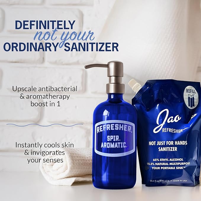 Jao Brand Refresher Refill | Multipurpose Travel Hand Sanitizer, Face Moisturizer, Toner For Face, & Aftershave | Skin Care Travel Essentials | Plant-based | No Parabens, No Sulphates | 28.4 oz