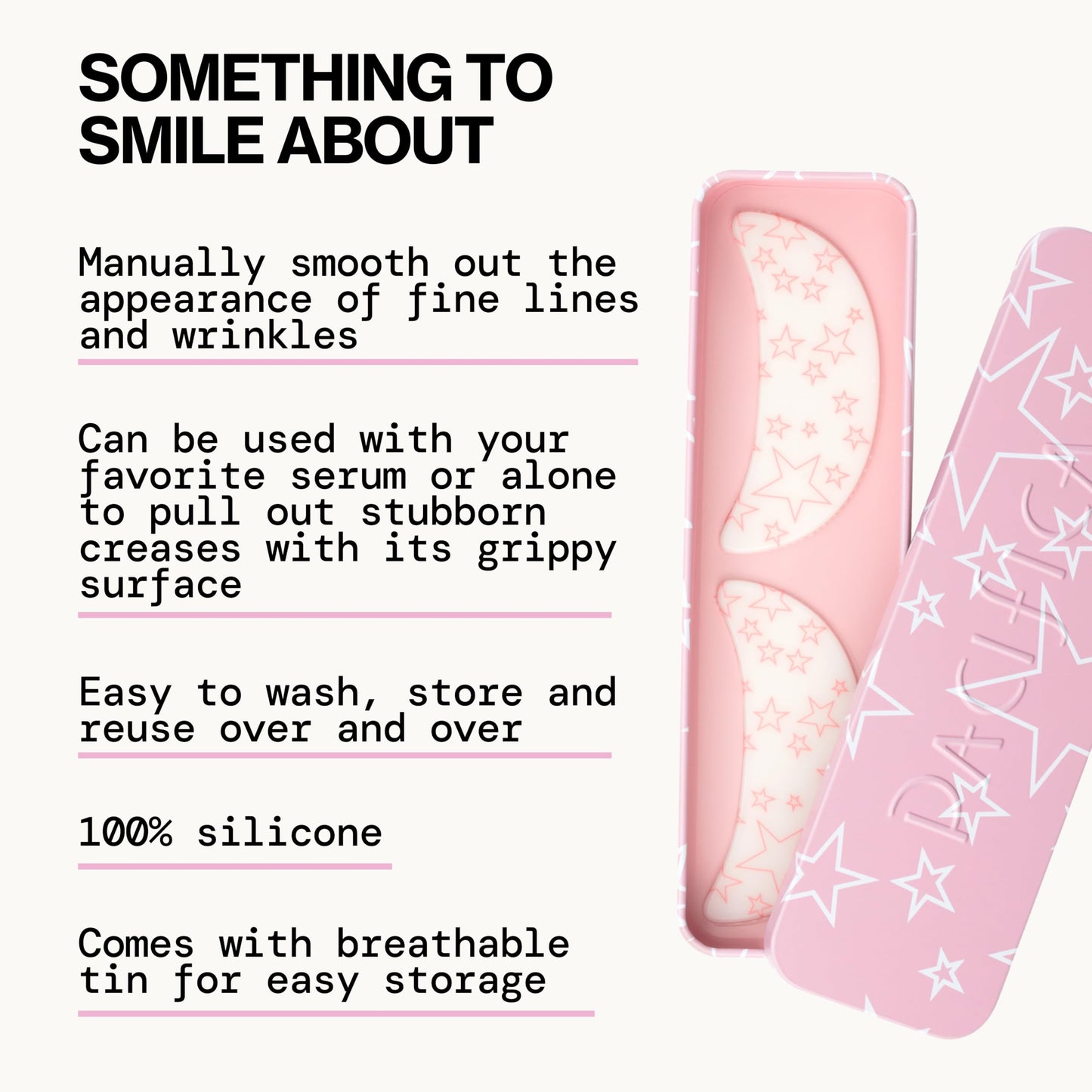 Pacifica Beauty Reusable Smile Line Mask, Skincare, Silicone Mask, For Fine Lines and Wrinkles, Lift and Firm, Pair with Serum, Storage Tin Included, Skin Care, Smile Line Patches, Vegan, 2 Pieces