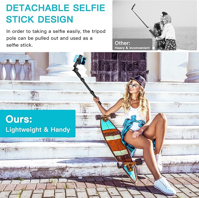 74" Flexible Phone Tripod, Tall Cell Phone Tripod with Adjustable Gooseneck & Remote, Portable Camera Cellphone Stand for Video Recording, Compatible with iPhone Android