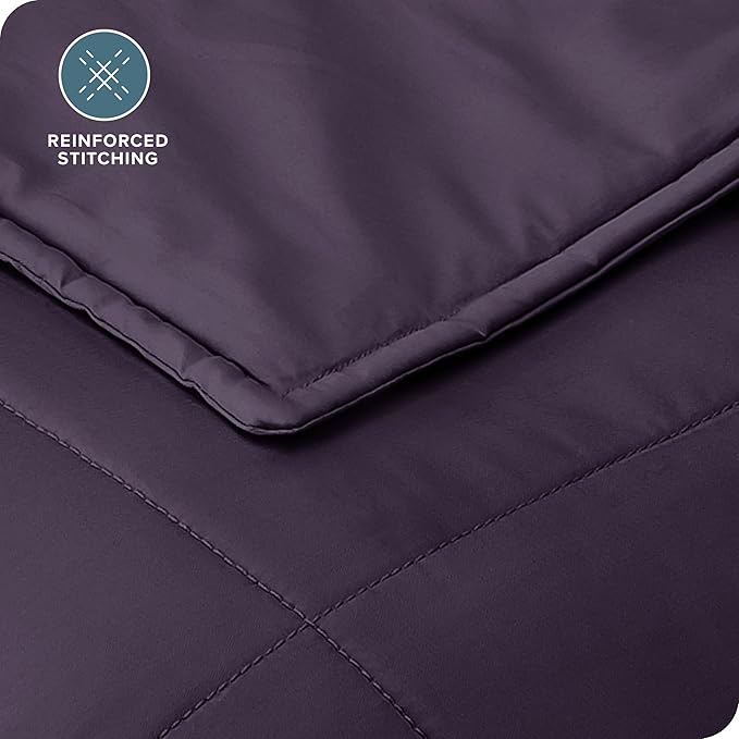 Bare Home Weighted Blanket Twin or Full Size 10lb (40" x 60") - All-Natural 100% Cotton - Premium Heavy Blanket Nontoxic Glass Beads (Eggplant, 40"x60")