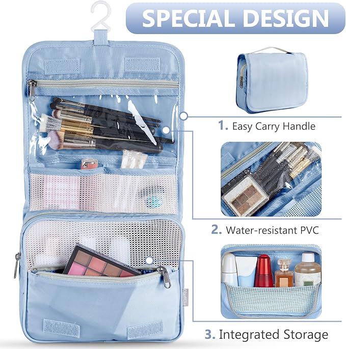 8 Set Packing Cubes for Travel, Gifts for Women Mom,Anti-Tearing Suitcase Organizer for Luggage with Shoe & Hanging Toiletry Bag,OlarHike Vacation Essentials & Accessories for Cruise Ship,Blue