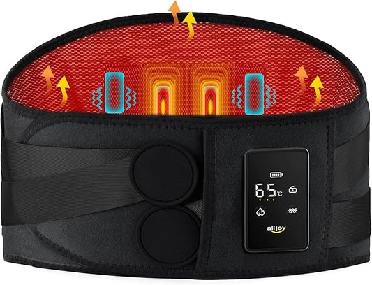 ALLJOY 67" Cordless Heating Pad for Back Pain Relief FSA Eligible, Birthday Gifts for Women Men Mom Dad, Portable Lower Back Massager with 3 Heat 5 Vibration, Wireless Heating Pad for Cramps