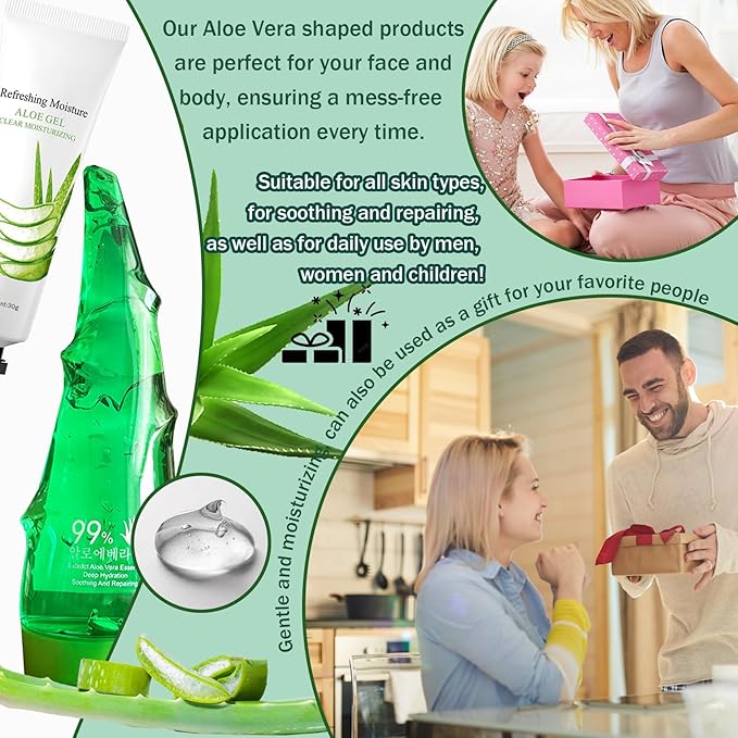 99% Purity Aloe Vera Gel - Hydrating Aloe Vera Gel for Face and Skin,No Sticky Moisturizing Aloe Gel(5 pcs) B