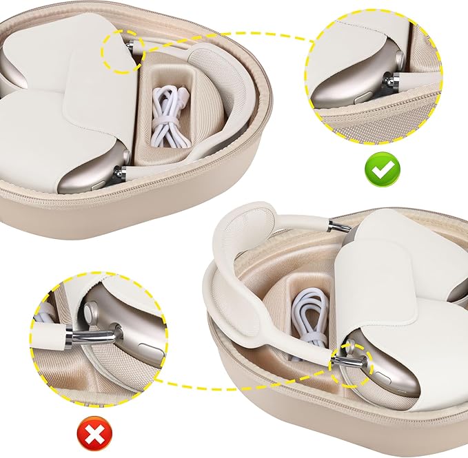 BOVKE Hard Carrying Case with Sleep Mode for Apple AirPods Max Wireless Over-Ear Headphones, AirPods Max Protective Portable Storage Bag with Mesh Pocket for USB-C Charging Cables, Starlight