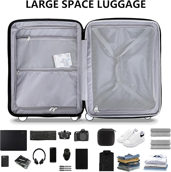 28 Inch Luggage with Spinner Wheels, Lightweight Expandable PC Hardside Large Checked Luggage with TSA Lock, Durable Rolling Suitcase, Gray