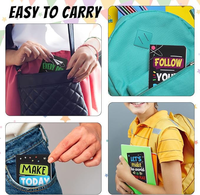 Cinrobiye 24 Pcs Mini Colorful Notebooks, Funny Motivational Journals Notepads Inspirational Notepads Small Pocket Notebook for Kids Teacher School Office Gift Bulk Prizes Travel Supplies (Black)